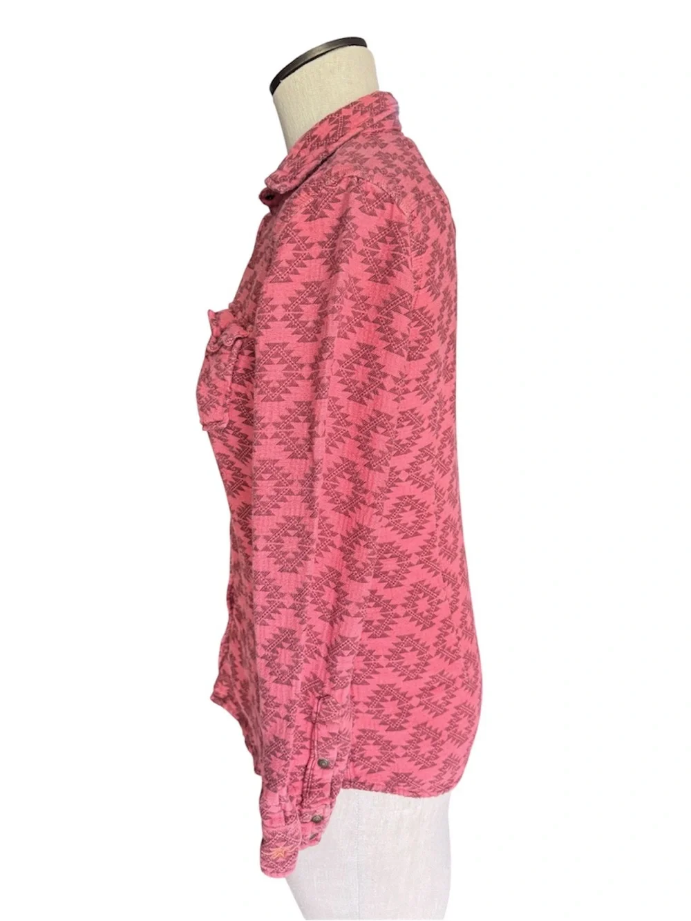 RYAN MICHAEL Apache Women’s Coral Print Western Metal Snap Front Top Sz S